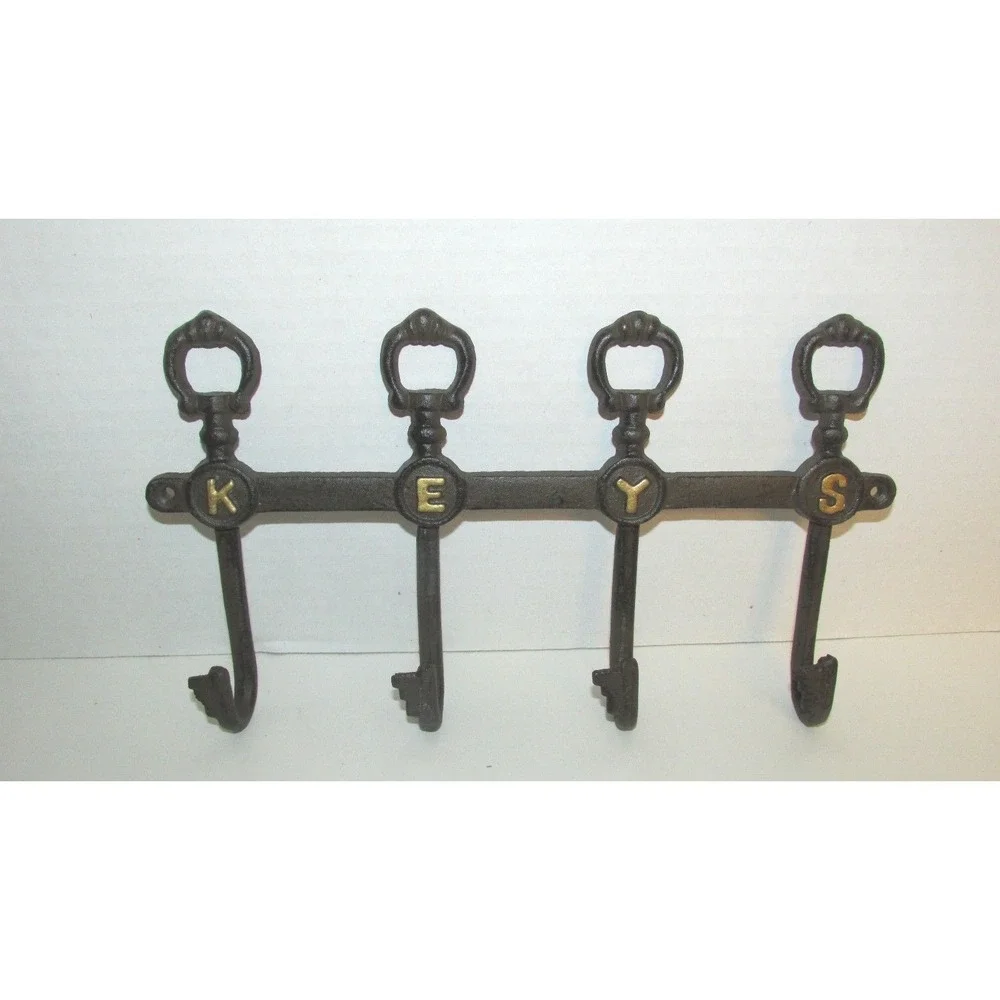 Cast Iron wall hook key holder skeleton KEYS letters NEW Gasare NIB decor